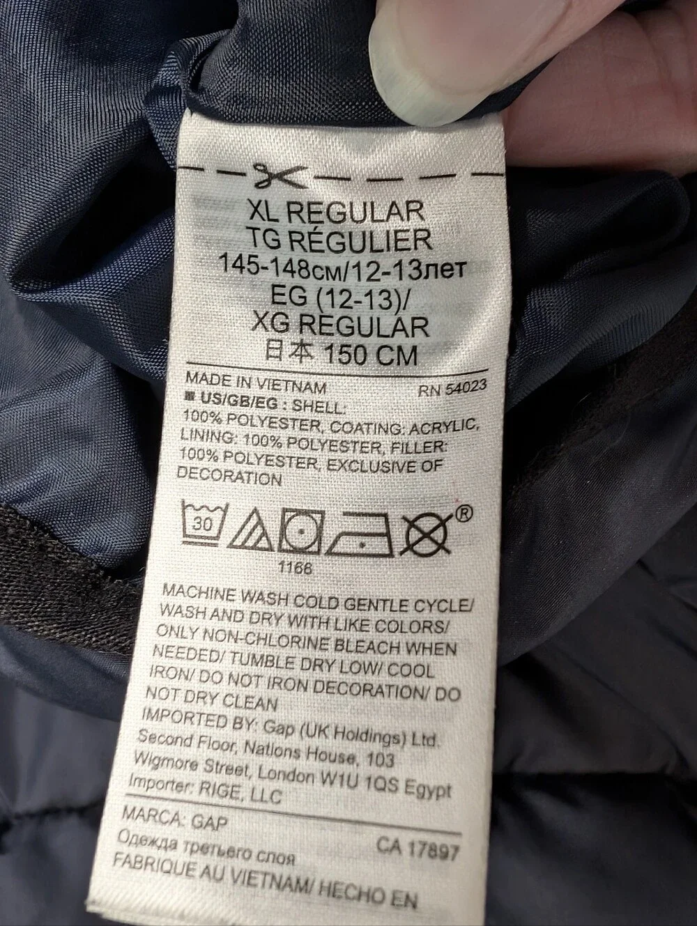 GAP Kids Dark Navy Quilted Puffer Vest. Size XL